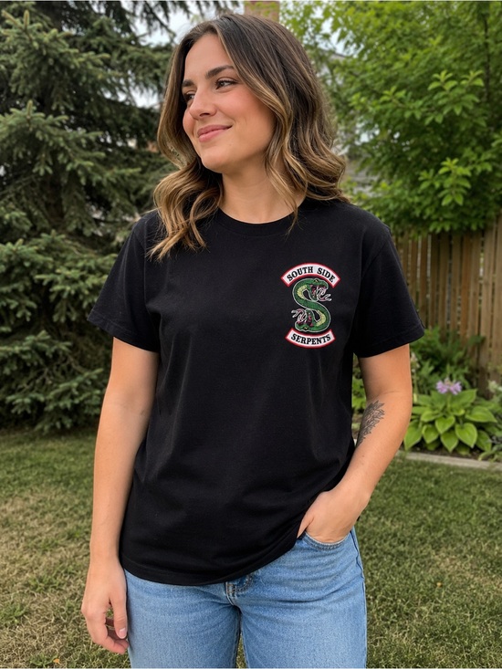 Riverdale Tops - Riverdale South Side Serpents Graphic Tee Black Size Large